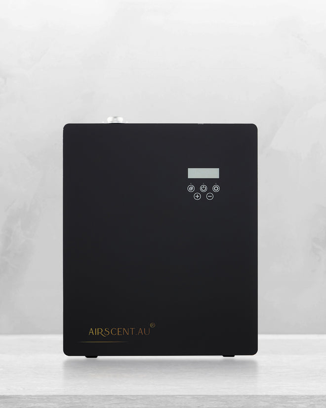 AirScent S3000 XL intelligent scent diffuser, app-controlled with sleek modern design, suitable for large spaces up to 1000 square metres in black